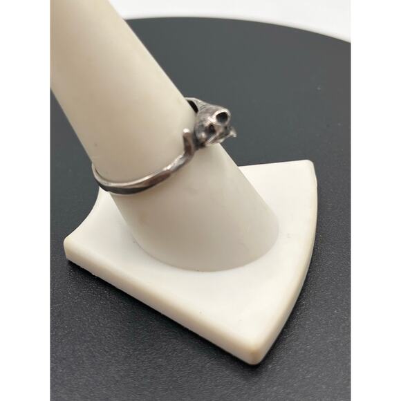 Sterling Silver 925 Curly Feline Kitten Cat Ring Sz 9 1/4 - Picture 9 of 9